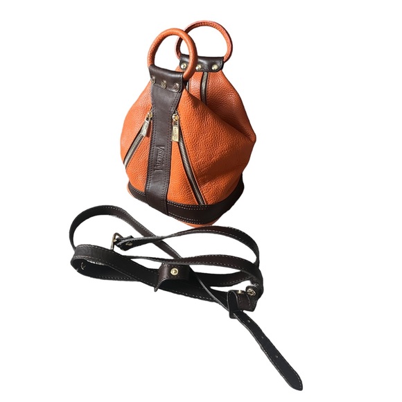 RARE Valentina Sling Backpack Real Finest Italian Leather Convertible Bag - Picture 7 of 9